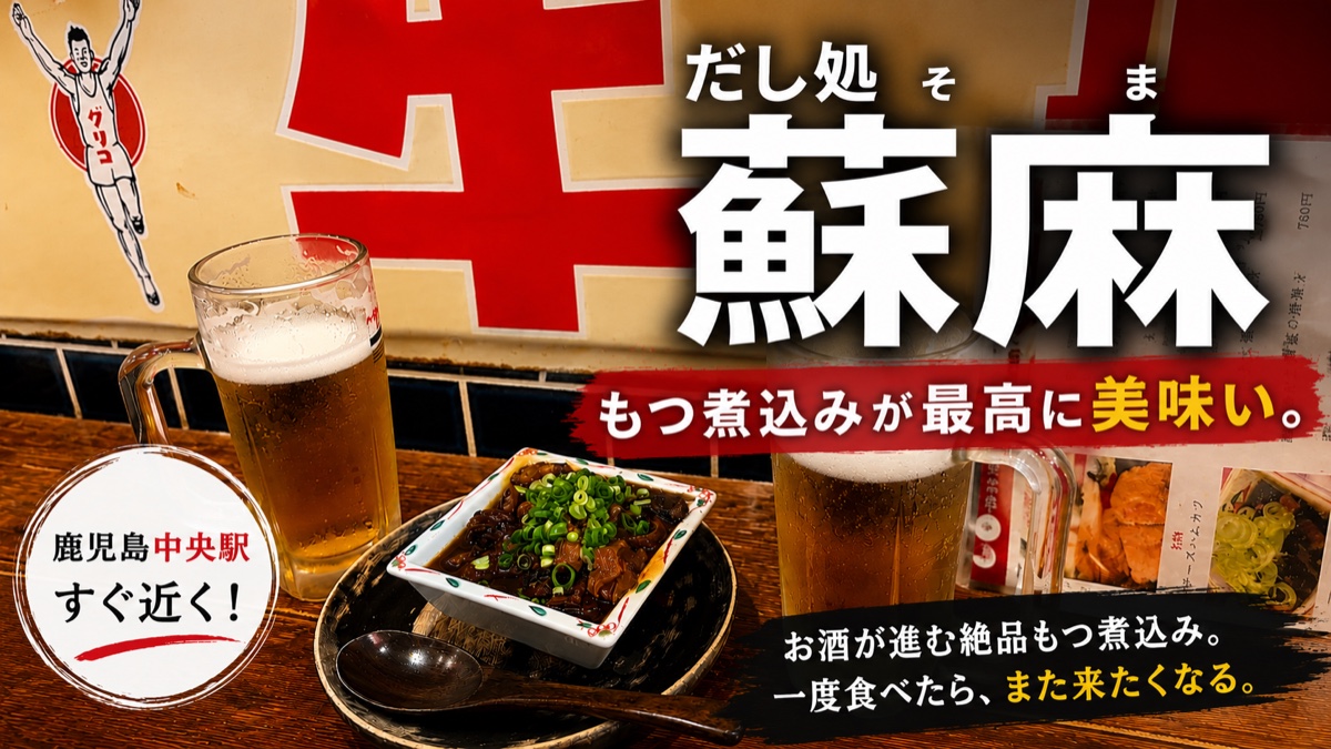 だし処 蘇麻の3種のモツ煮込みと生ビール